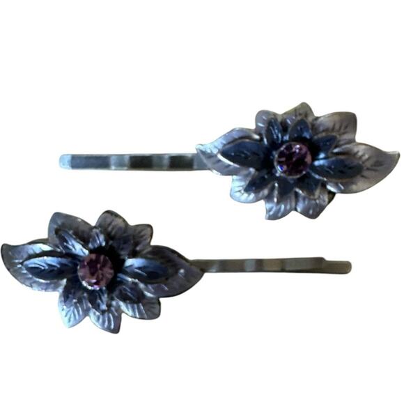 Vintage Floral Hair Pins Set Bridal Wedding Winter Accessory Vintage Jewelry - Picture 4 of 5
